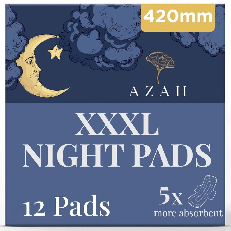 AZAH XXXL Heavy Flow Sanitary Pads, 12 Pads-1.webp
